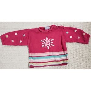 Hanna Andersson Pink Snowflake Sweater Size 2 80